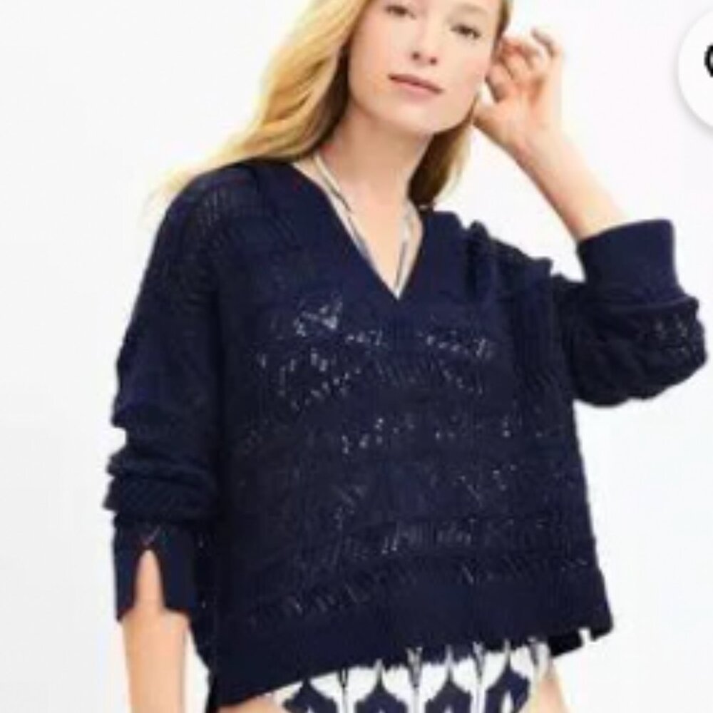 LOFT Beach Open Stitch Sweater Hoodie